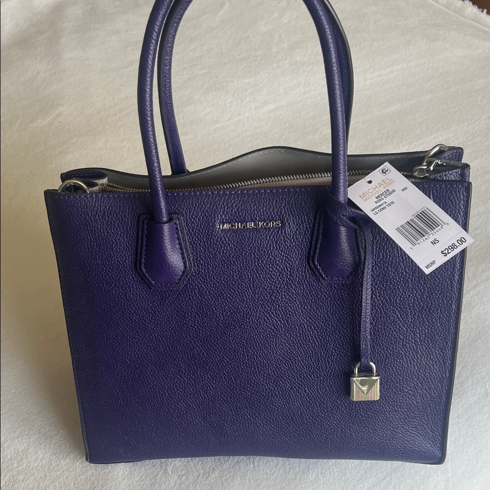 Michael Kors Purple Pebbled Leather Satchel